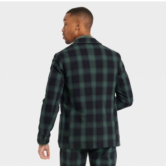 Houston White Mens Fun Green and Black Ombre Plaid Casual Dressy Blazer Size XXL - Picture 4 of 11